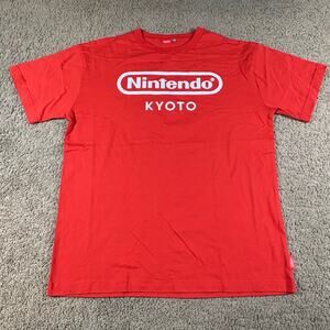 Nintendo Kyoto T-Shirt Men’s Large Red Logo Graphic Tee Retro Japan Gaming Shirt